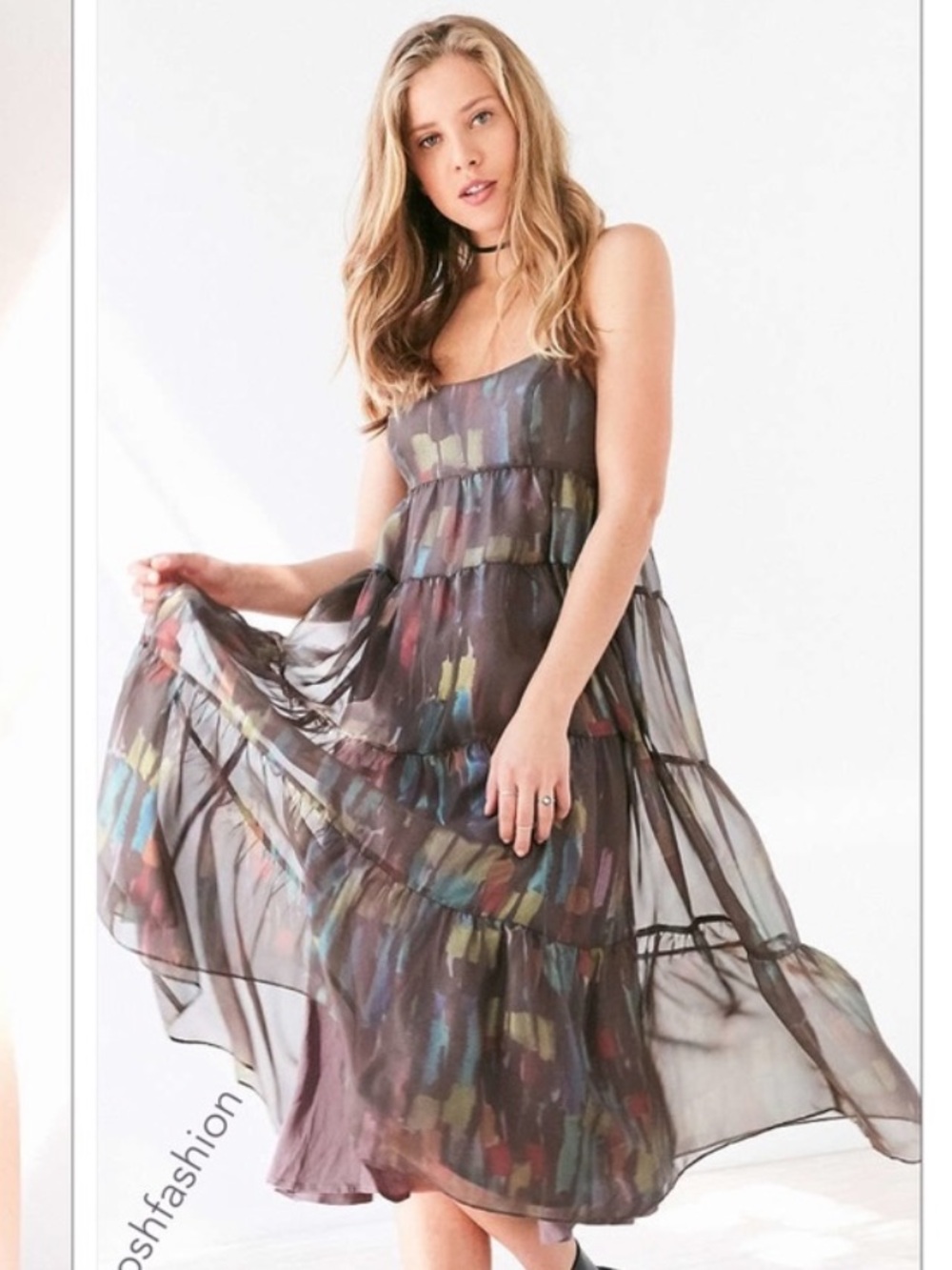✨Women’s Ecote Urban Outfitters Alora Tiered Midi Slip Dress ✨